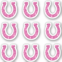 Pegatina Conjunto de herradura con purpurina rosa para chic