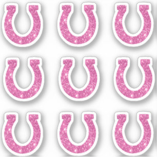 Pegatina Conjunto de herradura con purpurina rosa para chic