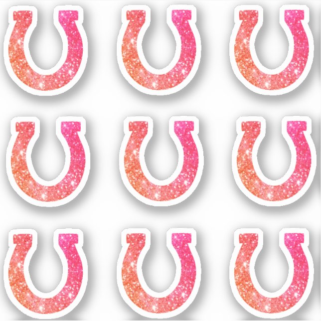 Pegatina Conjunto de herradura glamurosa rosa glitter femen (Anverso)
