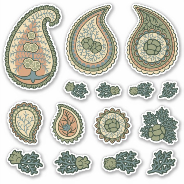 Pegatina Conjunto de iconos de Cypress Paisley (Anverso)