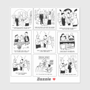 Pegatina Conjunto de nueve divertidas caricaturas de bodas