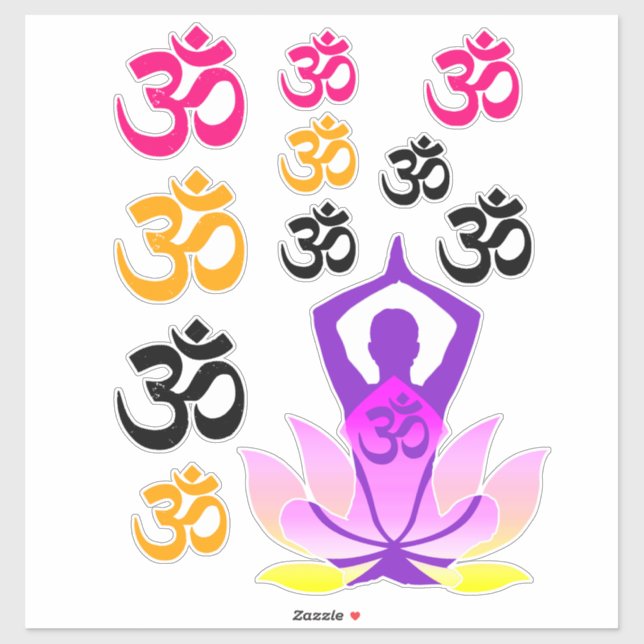 Pegatina Conjunto de OM Namaste Espíritu Lotus Flor Yoga Po (Hoja)