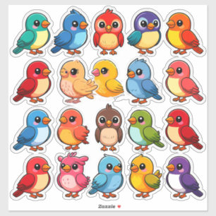 Pegatina Conjunto de pájaros de dibujos animados lindos