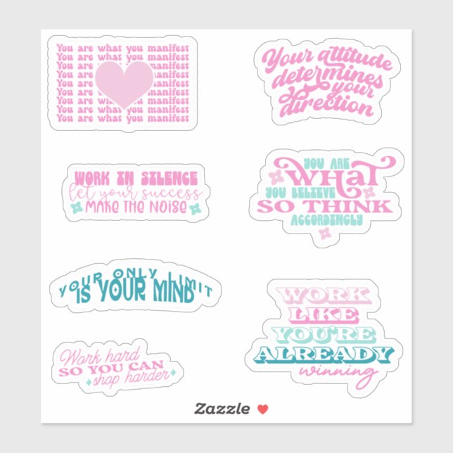 Pegatina conjunto de paquetes de moda de espejo de afirmaci (Hoja)