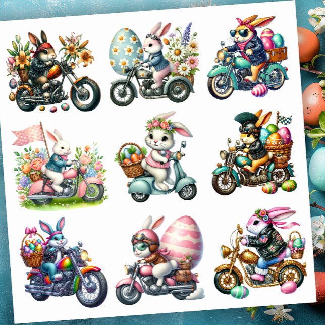 Pegatina Conjunto de Pascua de Biker Bunnies 1 (Subido por el creador)