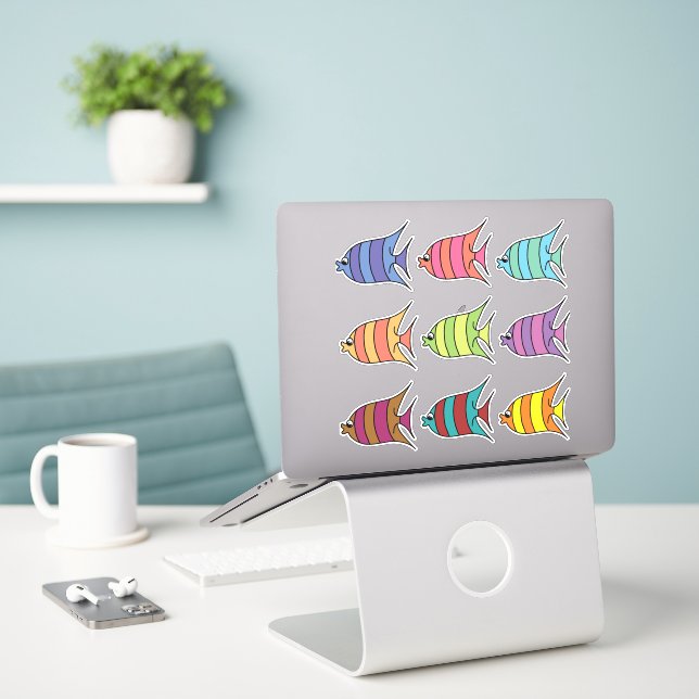 Pegatina conjunto de peces personalizados (Ordenado portátil  en el escritorio)