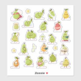 Pegatina Conjunto de peras kawaii divertidas