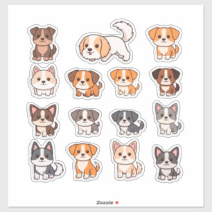 Pegatina Conjunto de perros adorables
