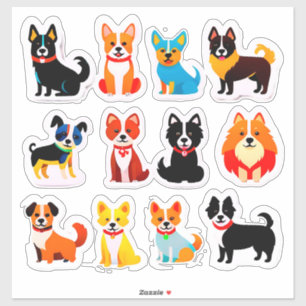 Pegatina Conjunto de perros adorables