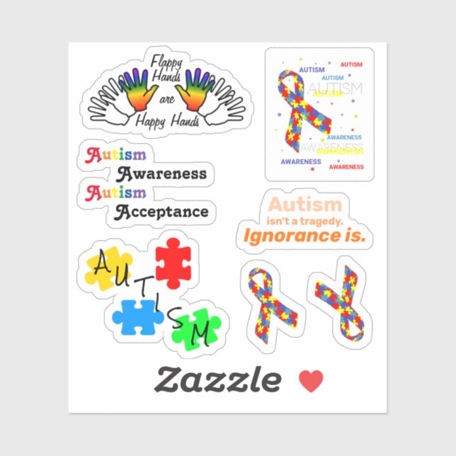 Pegatina Conjunto de piezas de rompecabezas de autismo Pega (Hoja)