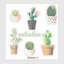 Pegatina Conjunto de planta de cactus pulido