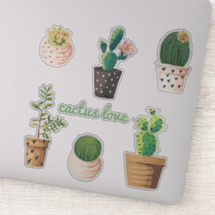 Pegatina Conjunto de planta de cactus pulido