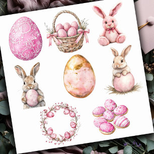 Pegatina Conjunto de rosa pastel 2 Pascua
