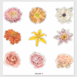 Pegatina Conjunto de rosas y flores de jardín.