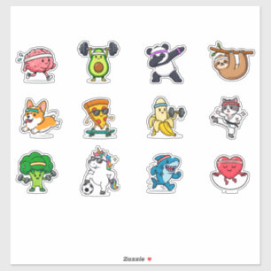 Pegatina Conjunto de Stickers de Alimentos Lindos Animales