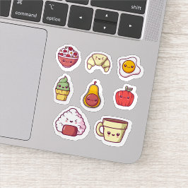 Pegatina Conjunto de stickers de comida kawaii de dibujos a