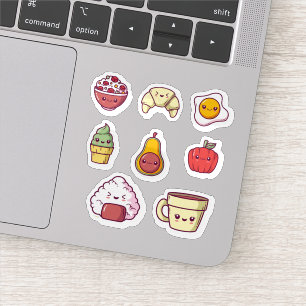 Pegatina Conjunto de stickers de comida kawaii de dibujos a