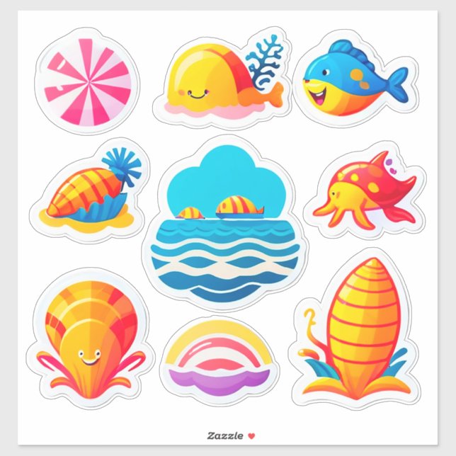 Pegatina Conjunto de Stickers de Verano Brillante (Hoja)