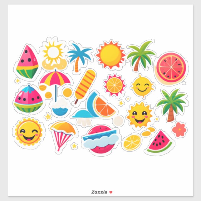 Pegatina Conjunto de Stickers de Verano Brillante (Hoja)