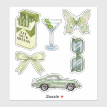 Conjunto de Stickers Estética Coqueta Verde | Coch