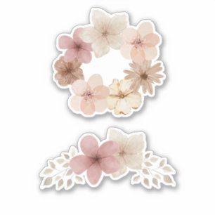 Pegatina Conjunto de Stickers Florales Taupe y Rosa Diseñ