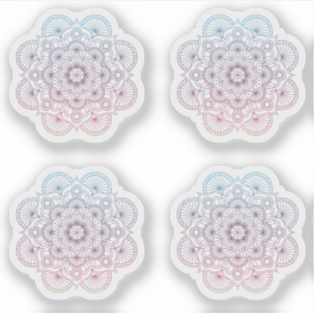Pegatina Conjunto de tatuajes de mandala retro dibujados a  (Anverso)