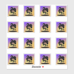 Pegatina Conjunto de vacaciones de los árboles de palmas gr