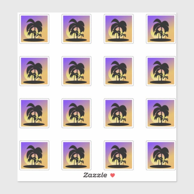 Pegatina Conjunto de vacaciones de los árboles de palmas gr (Hoja)