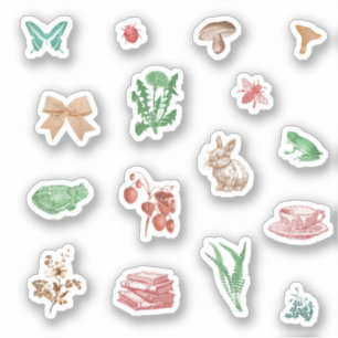 Pegatina Conjunto estético de Cottagecore de época