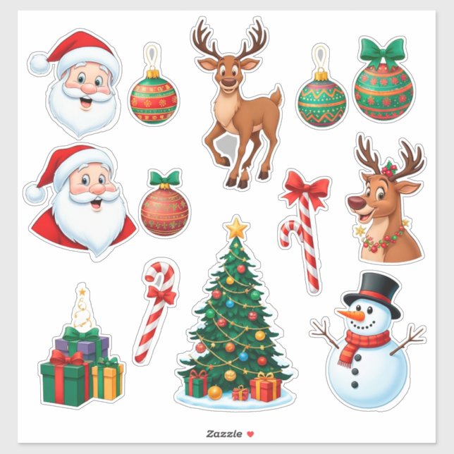 Pegatina Conjunto Navideño Festivo (Hoja)