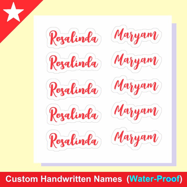 Pegatina (Conjunto Rojo de 10) Nombre de Letra de Firma Ele (Red name stickers)