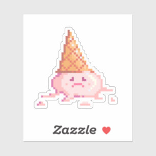 Pegatina Cono de helado triste en Pixel Art 