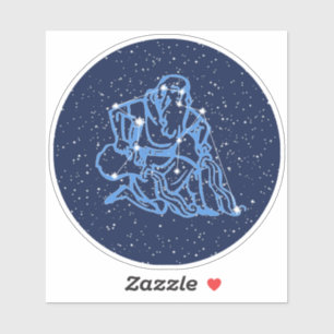Pegatina Constelación acuario y Rótulo zodiaco con estrella