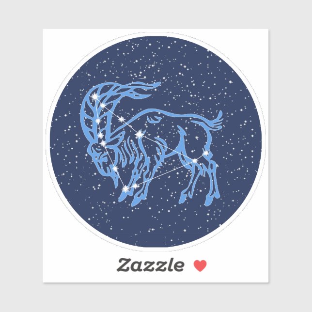 Pegatina Constelación de capricornio y Rótulo zodiaco con e (Hoja)