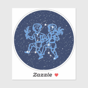 Pegatina Constelación de Gemini y Rótulo Zodiaco con estrel