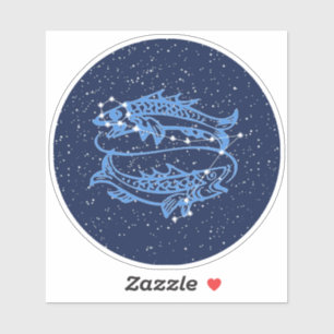 Pegatina Constelación Pisces y Rótulo Zodiaco con Estrellas
