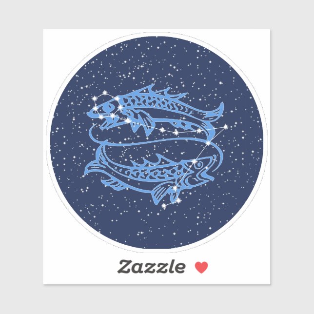 Pegatina Constelación Pisces y Rótulo Zodiaco con Estrellas (Hoja)
