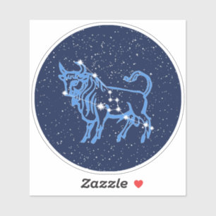 Pegatina Constelación Taurus y Rótulo Zodiaco con estrellas