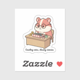Pegatina Contando monedas, persiguiendo hamsters adorables 