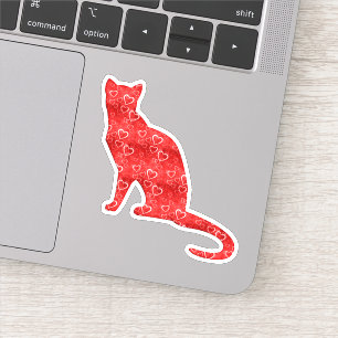 Pegatina Contexto de amor al gato del corazón rojo