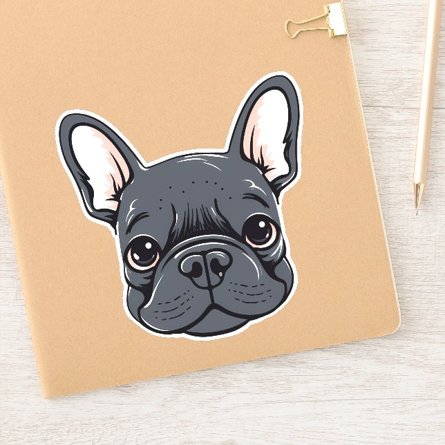 Pegatina Contexto de cara de Bulldog francés dulce (Cuaderno)