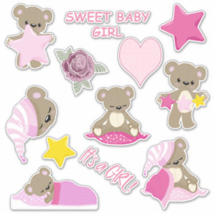 Pegatina Contexto de oso Teddy Sleepy Rosa