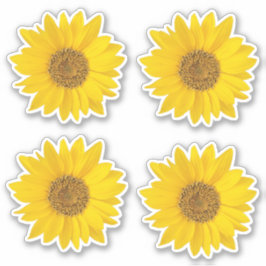 Pegatina Contorno de cuatro girasoles amarillos