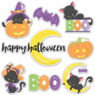 Pegatina Contorno de gatos negros de Halloween