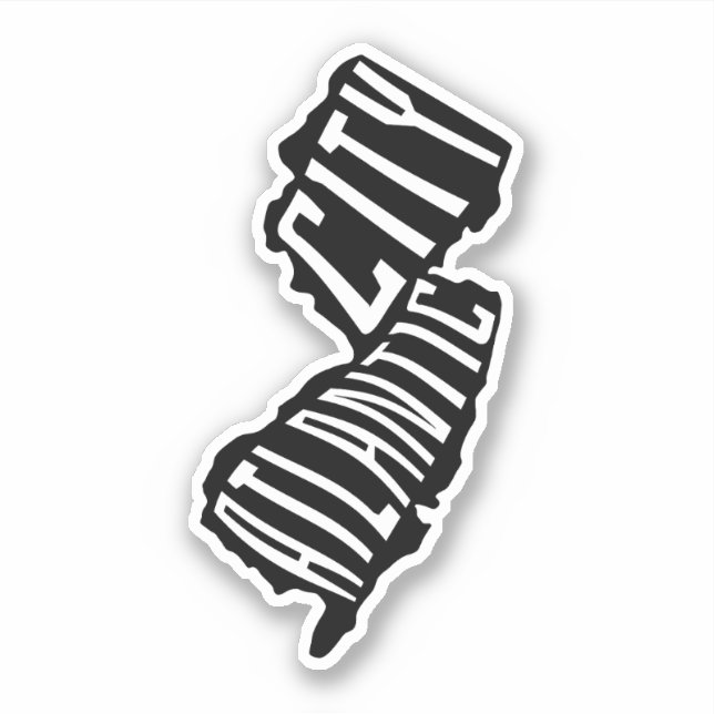 Pegatina Contorno de mapa de Ciudad del Atlántico, Nueva Je (Anverso)