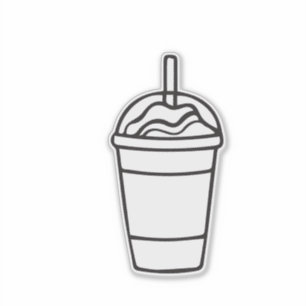 Pegatina Contorno de taza de café con hielo