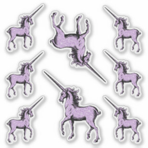 Pegatina Contorno púrpura violeta de los unicornios del