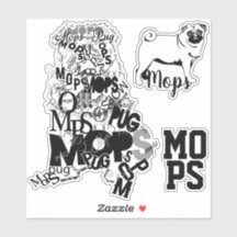 Pegatina Contour Pug Dog