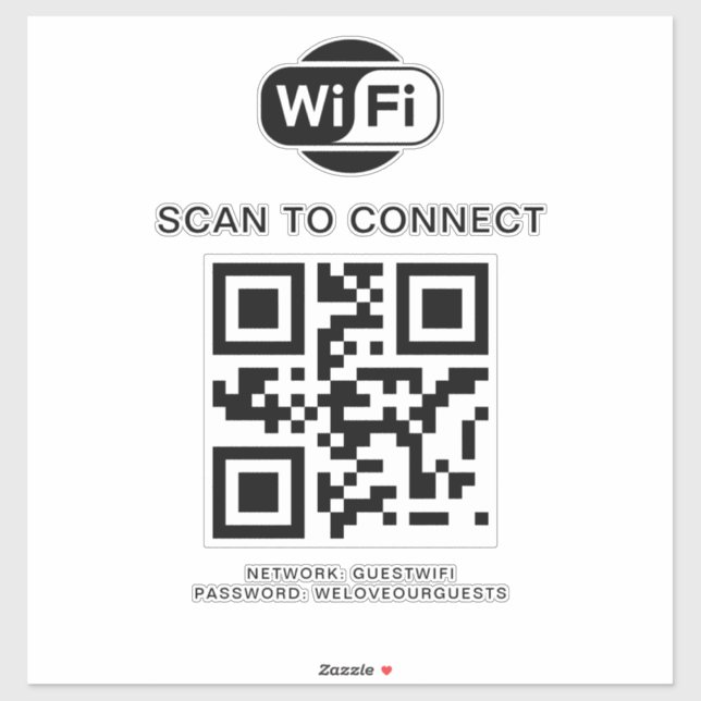 Pegatina Contraseña de Wifi | Análisis de código QR para co (Hoja)