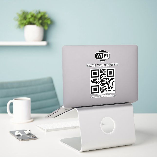 Pegatina Contraseña de Wifi | Análisis de código QR para co (Ordenado portátil  en el escritorio)